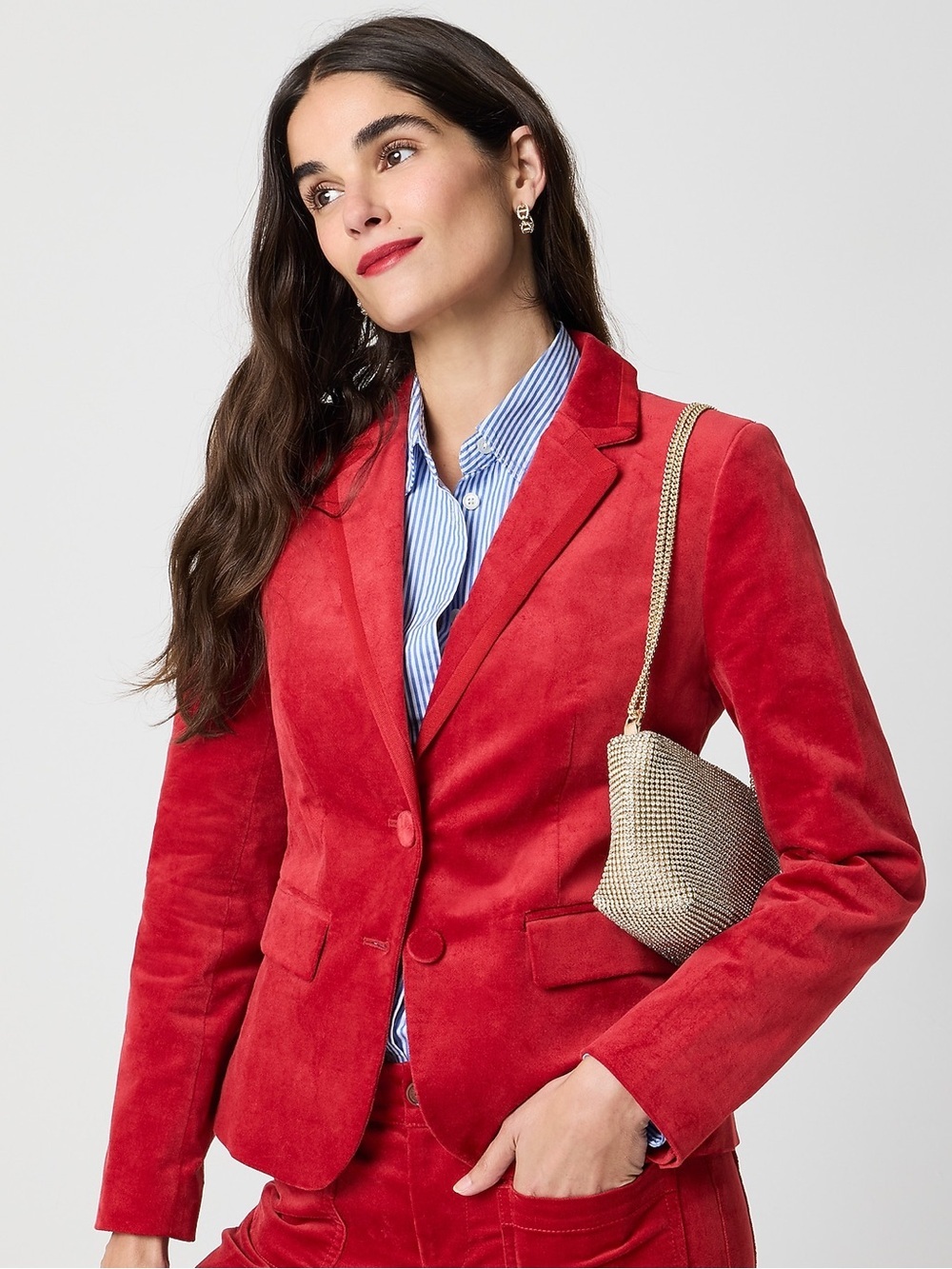 J. Crew Velvet Schoolboy Blazer Red Berry Sangria Size 20